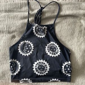 Sun and Moon Halter Cropped Tank Top